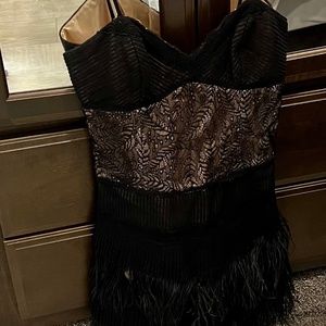 BCBG lace and feather dress